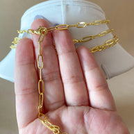 Golden Links Chain with Circular Crystal Charms Necklace