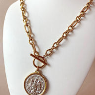Reversible 2 Tones Coin Large Steel Necklace