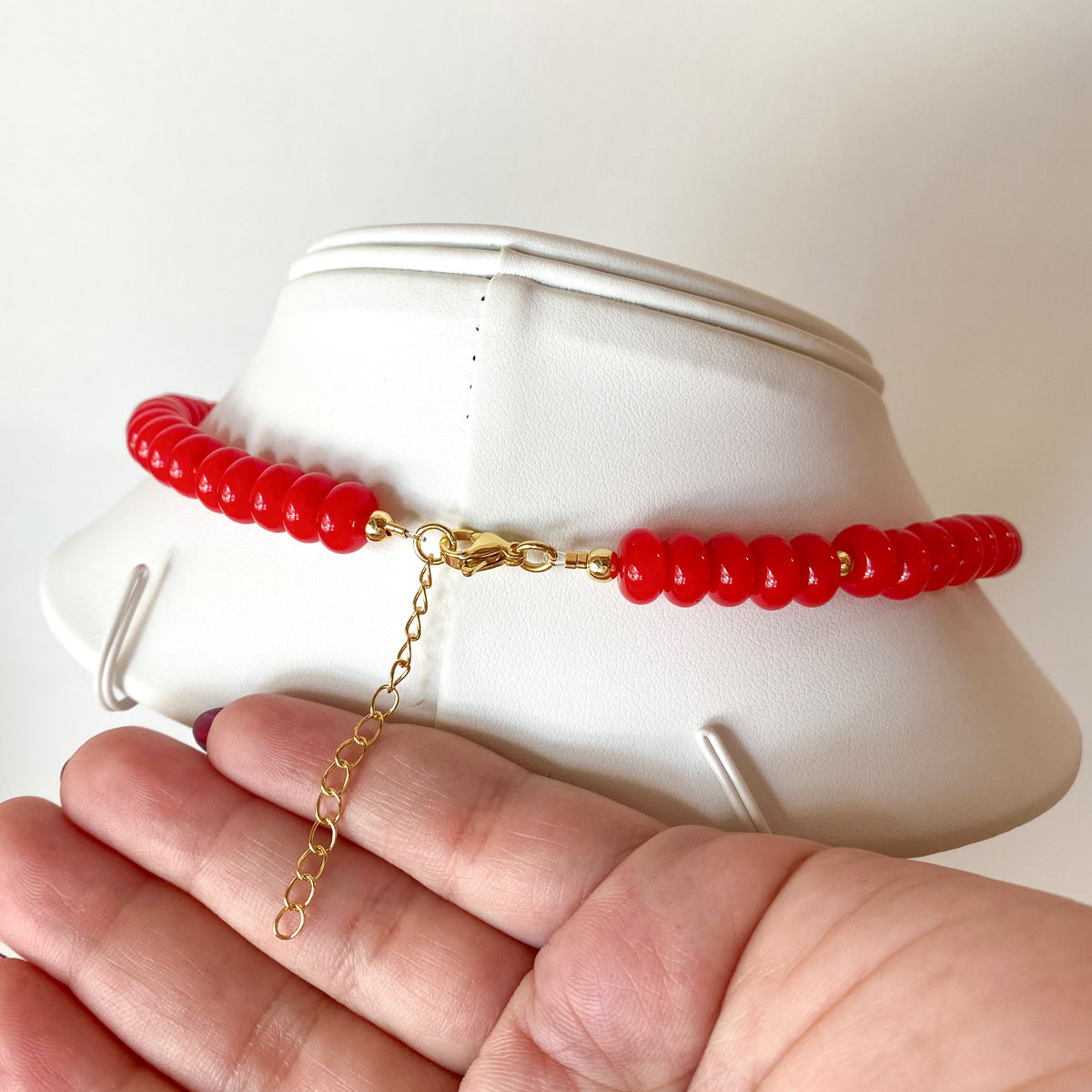 Red Morganite Faith and Cross Scapular Necklace