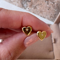 Heart Mini Zircon 18k Solid Gold Earrings