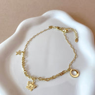 Golden Butterfly and Star Links Chain Style Anklet