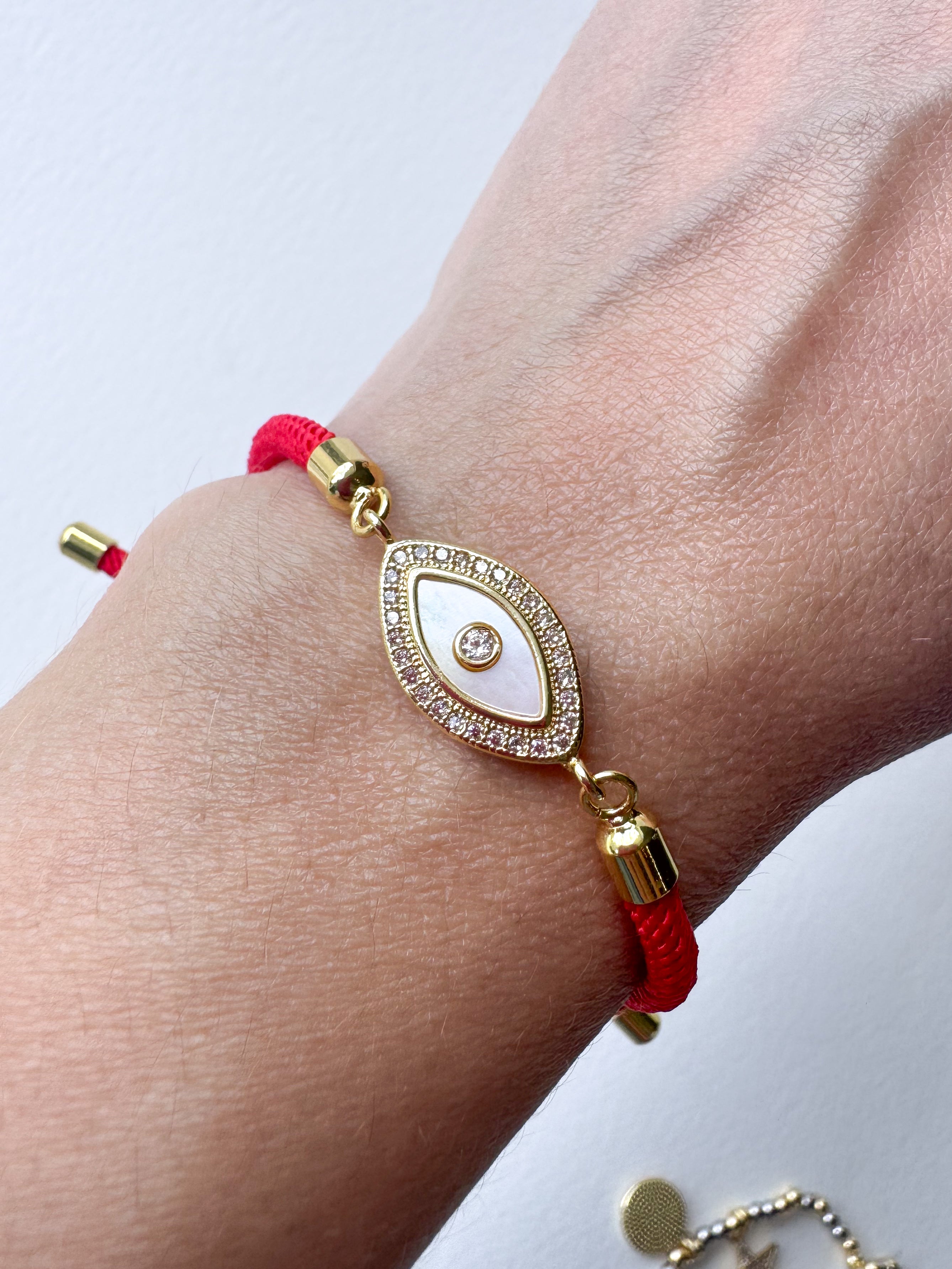 Red Evil Eye Adjustable Bracelet