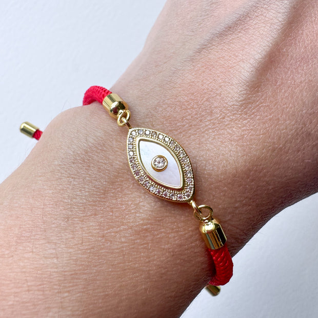 Red Evil Eye Adjustable Bracelet