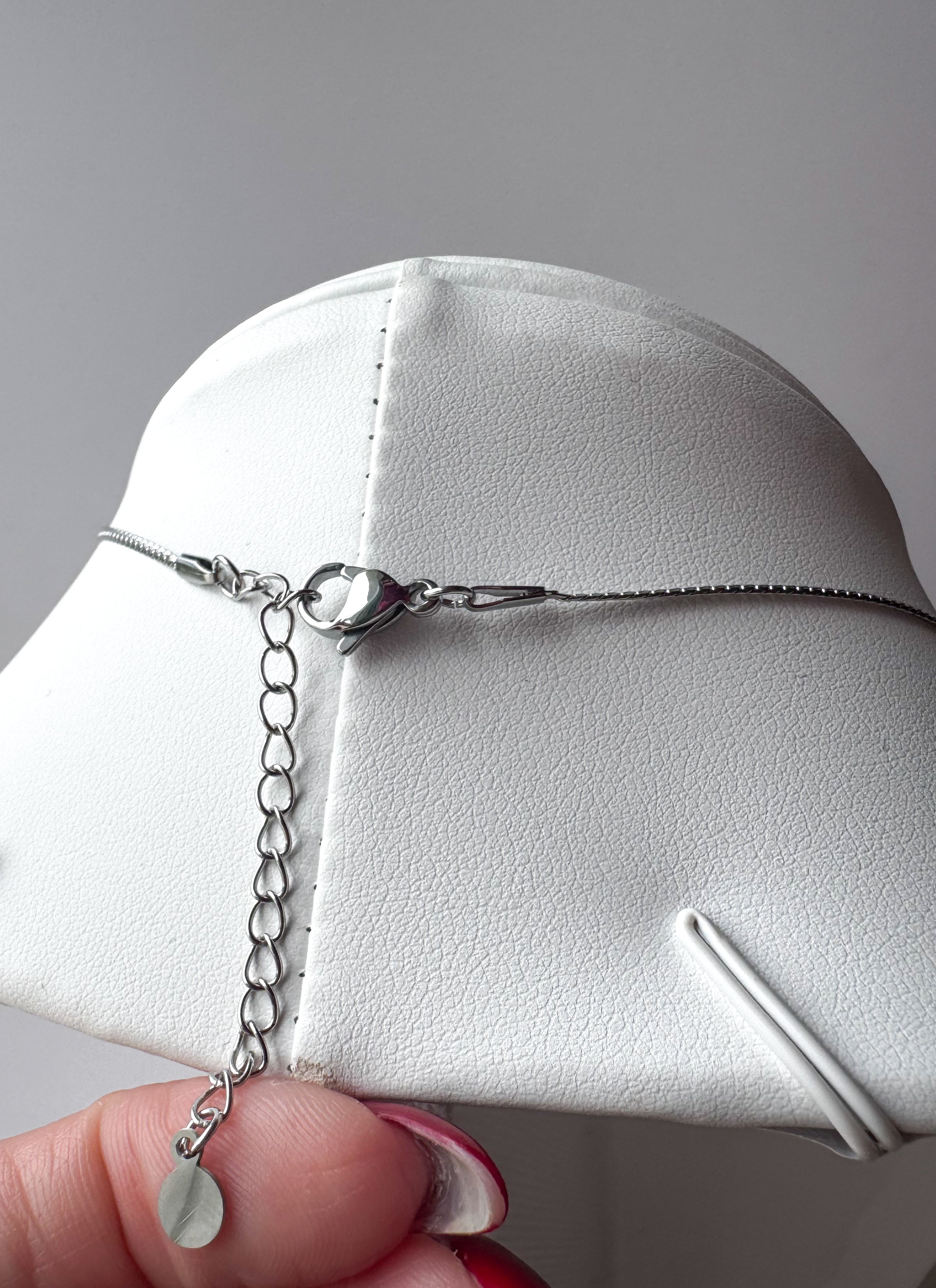 Silver Crystal Cross Steel Necklace