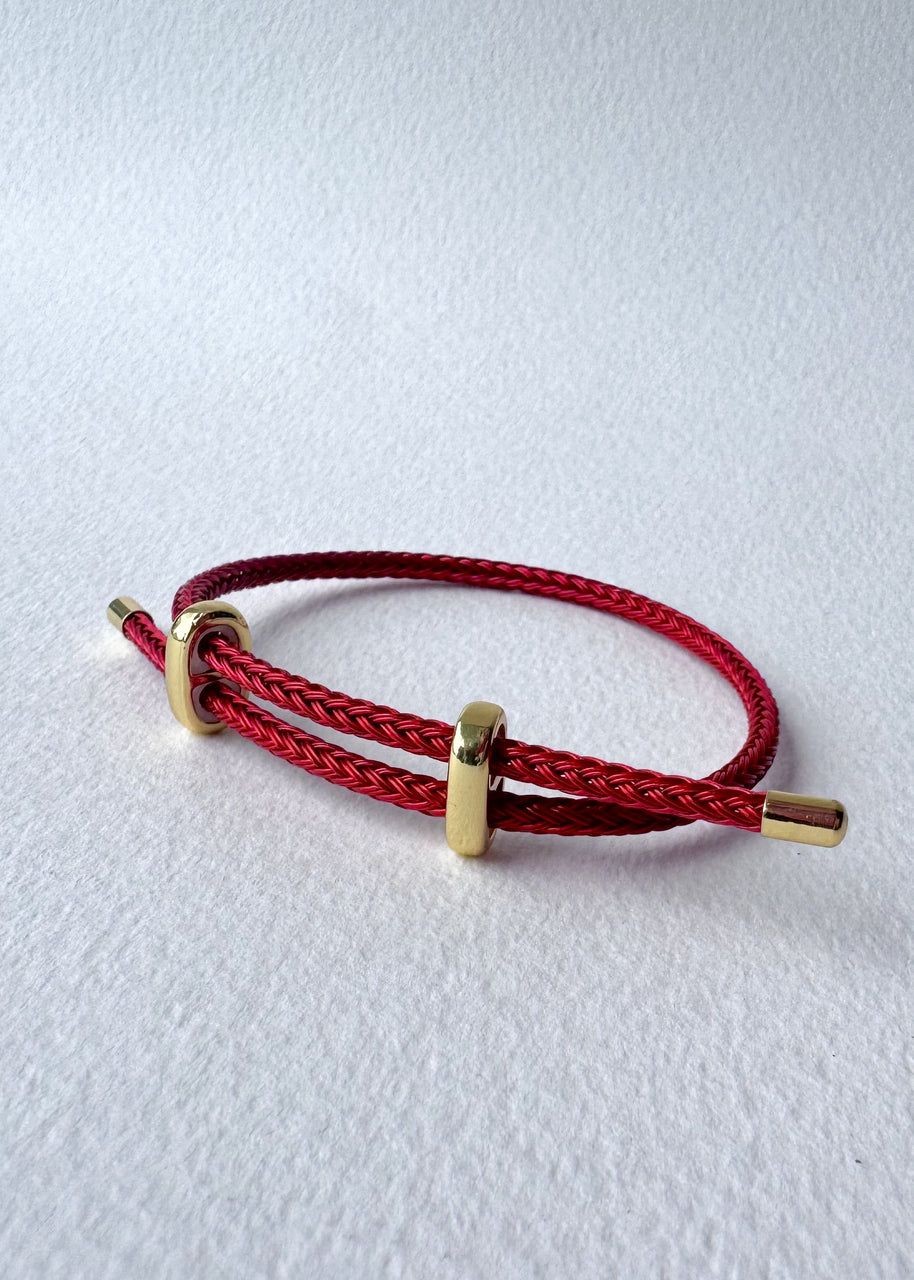 Pink, Black and Red Adjustable Leather Bracelets