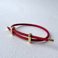 Pink, Black and Red Adjustable Leather Bracelets