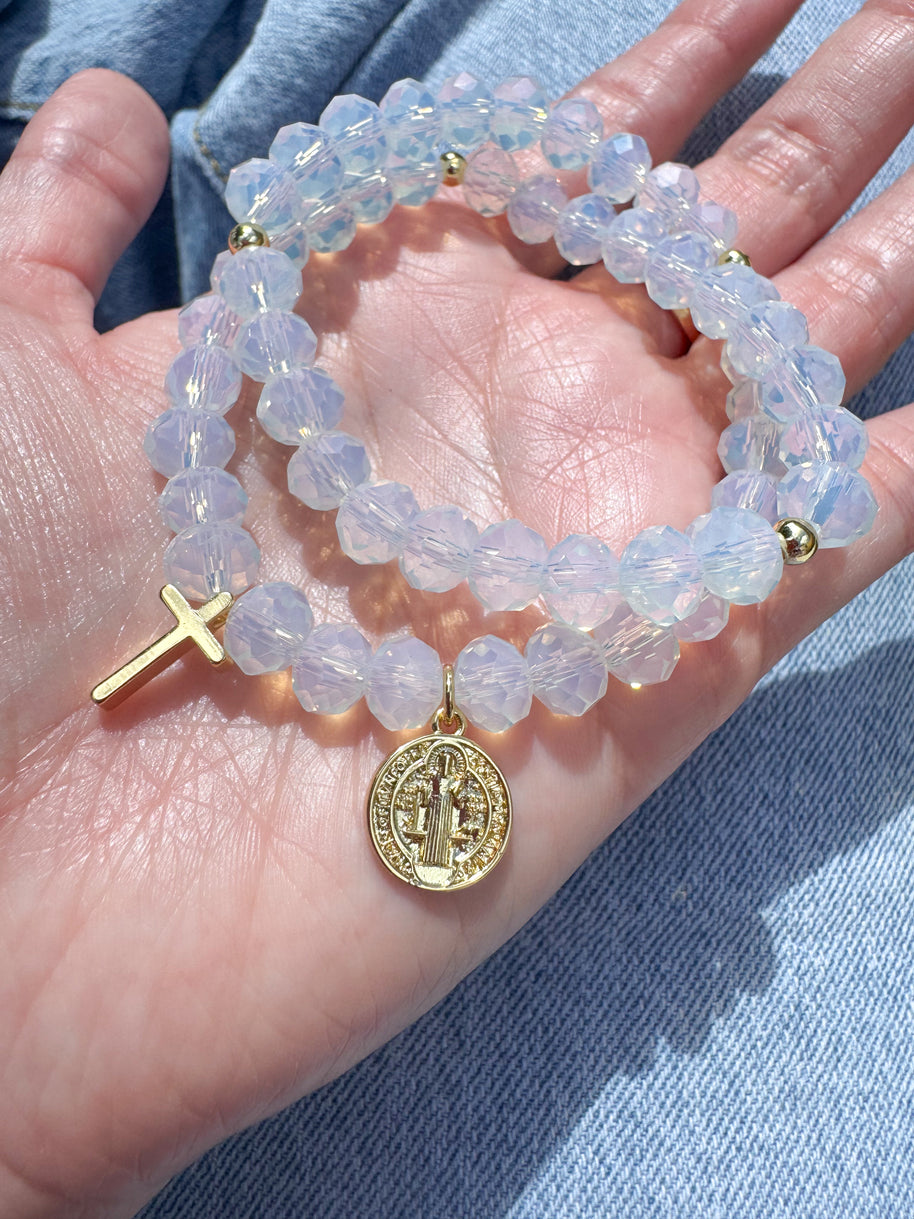 Rosary Style Pastel Colors Crystals Bracelets