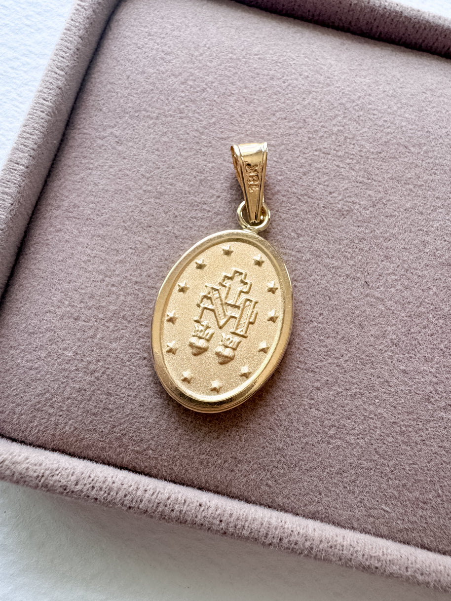 Miracle Virgin Medal 18k Solid Gold Hollow Charm