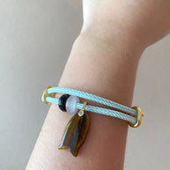 Fish and 2 Turkish Stone Tiger Eye Adjustable Bracelet