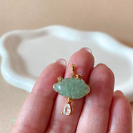Cloud and Raindrop Crystal Green Charm