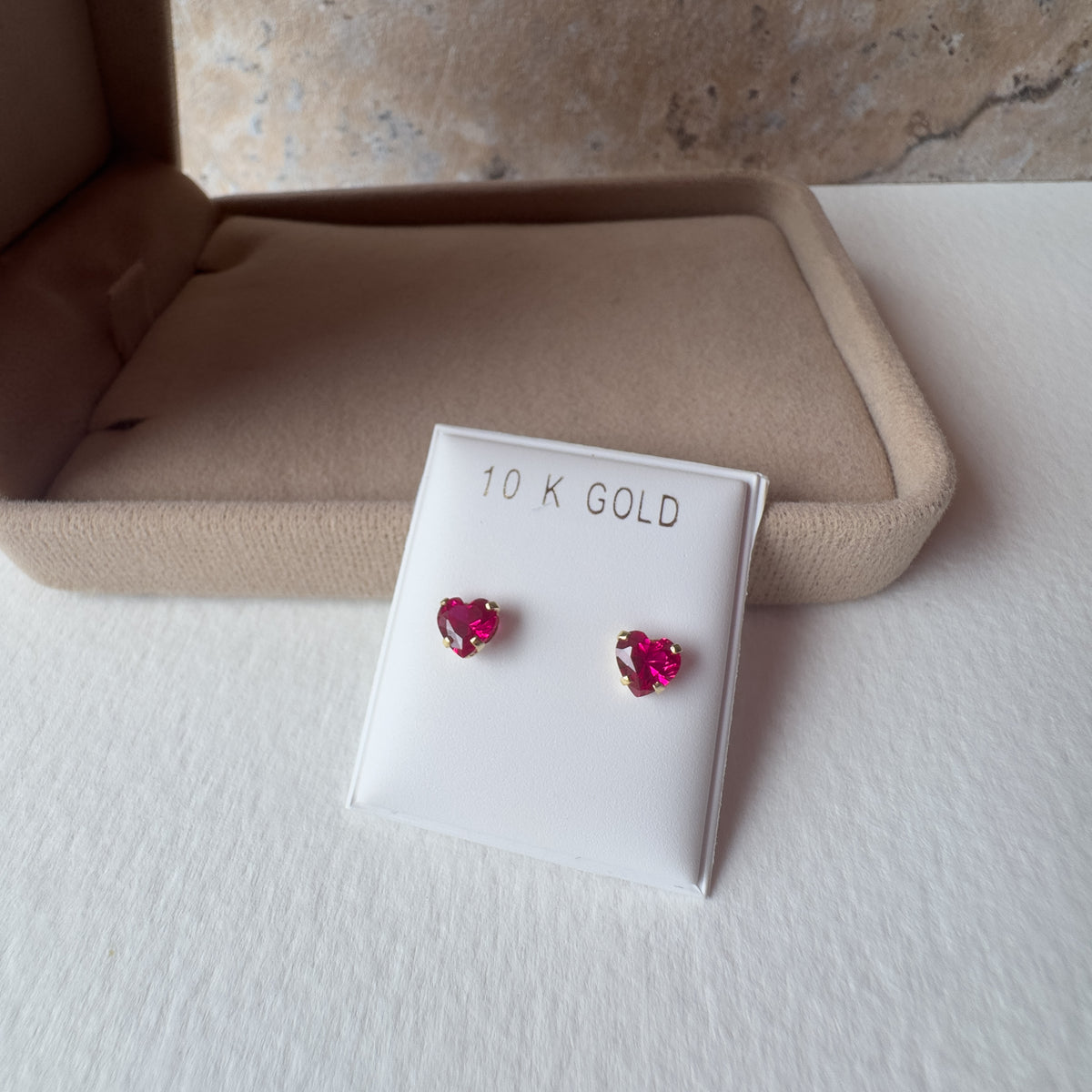Little Pink Hearts 10K Solid Gold Earrings