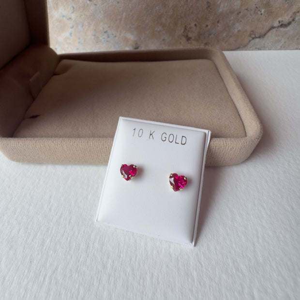 Little Pink Hearts 10K Solid Gold Earrings