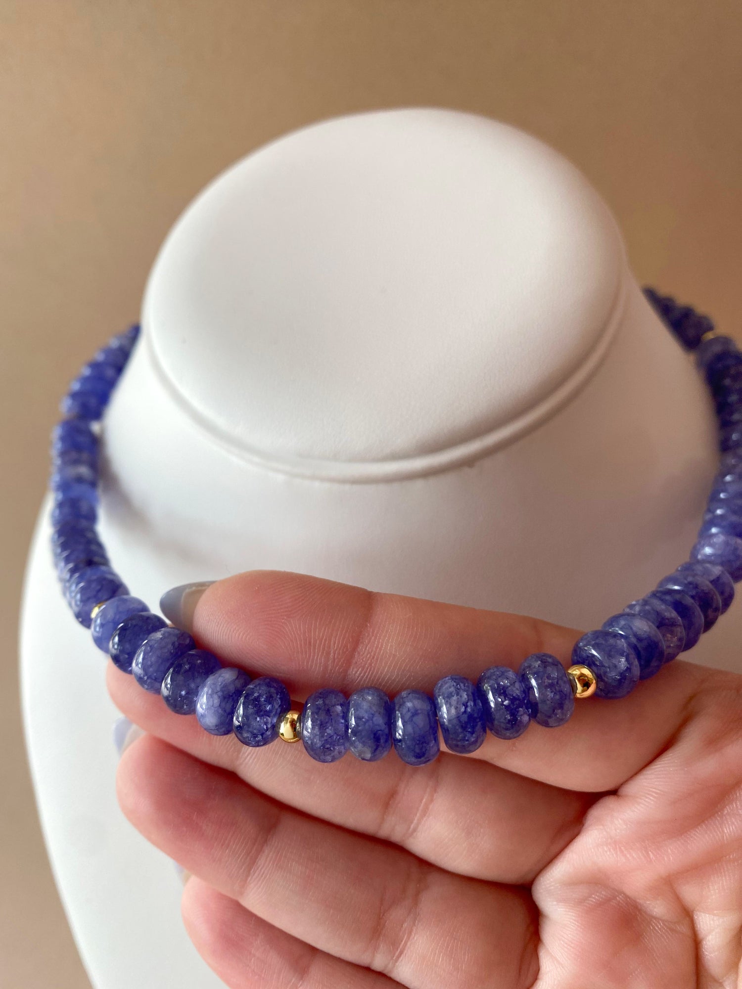 Dark Blue Morganita Beads Necklace