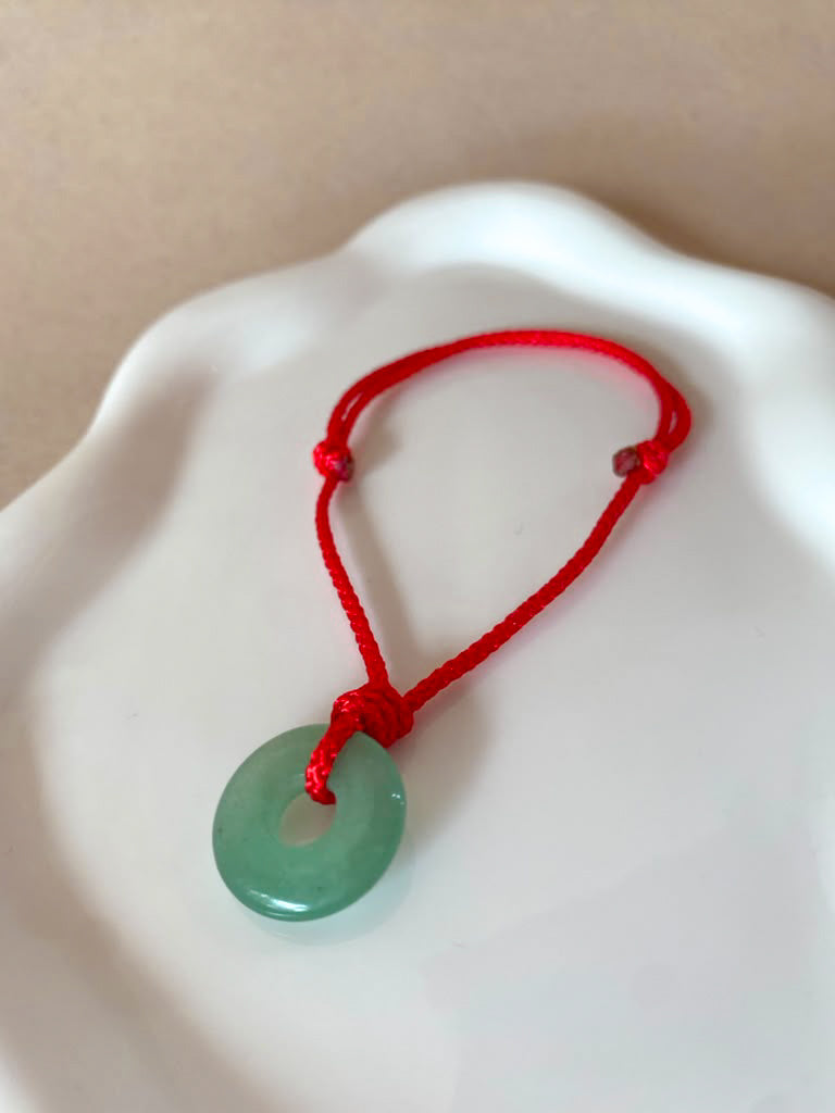 Jade Stone Circular Red Thread Bracelet