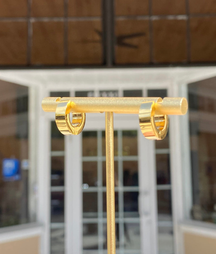 Golden Steel Crystal Hoops