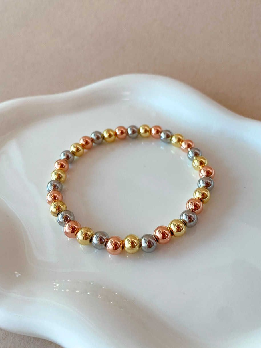 Rose Gold, Gold and Silver Balls Plain Elastic Bracelet