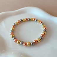 Rose Gold, Gold and Silver Balls Plain Elastic Bracelet