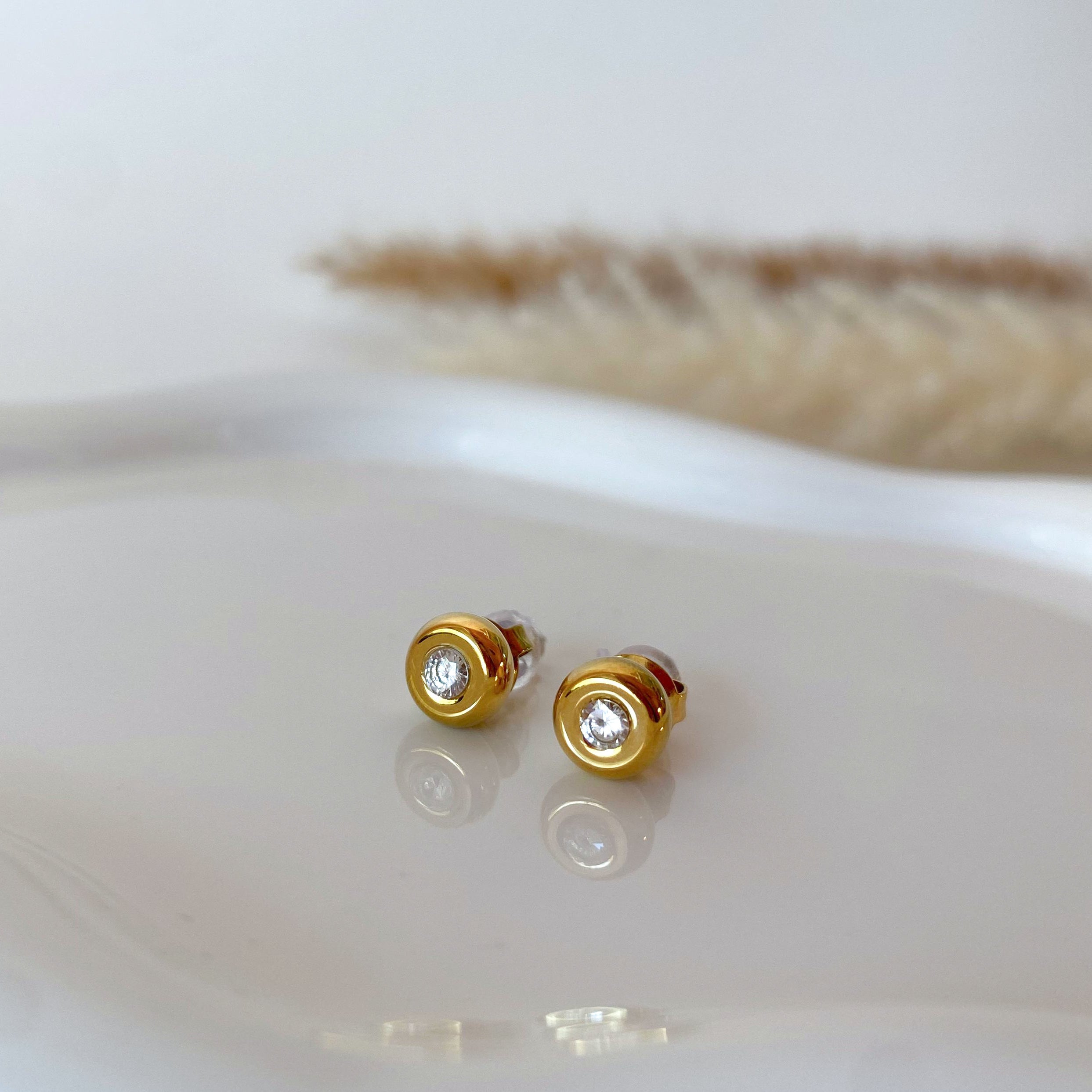 Golden Zircon Circular Steel Necklace or Earrings