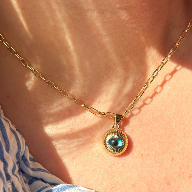 Paper Clip Big Evil Eye Necklace
