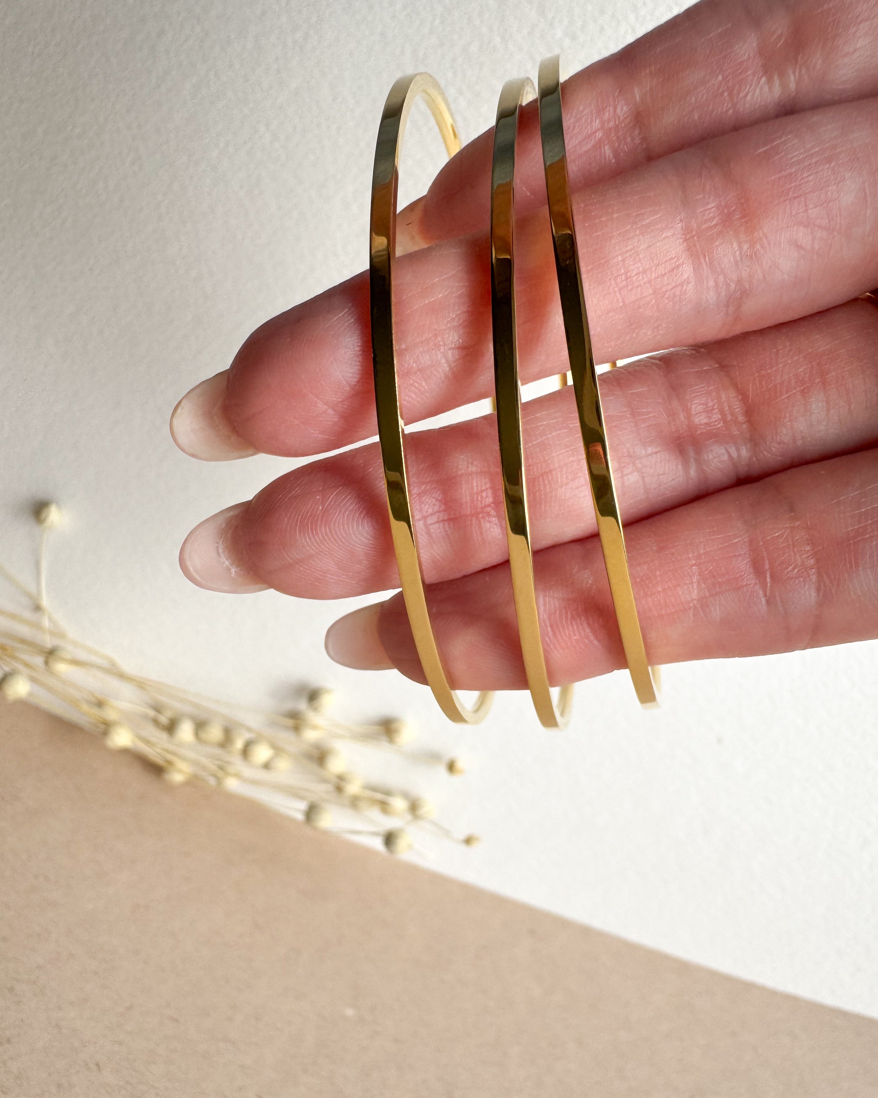 Set 3 Golden Thin Bangle