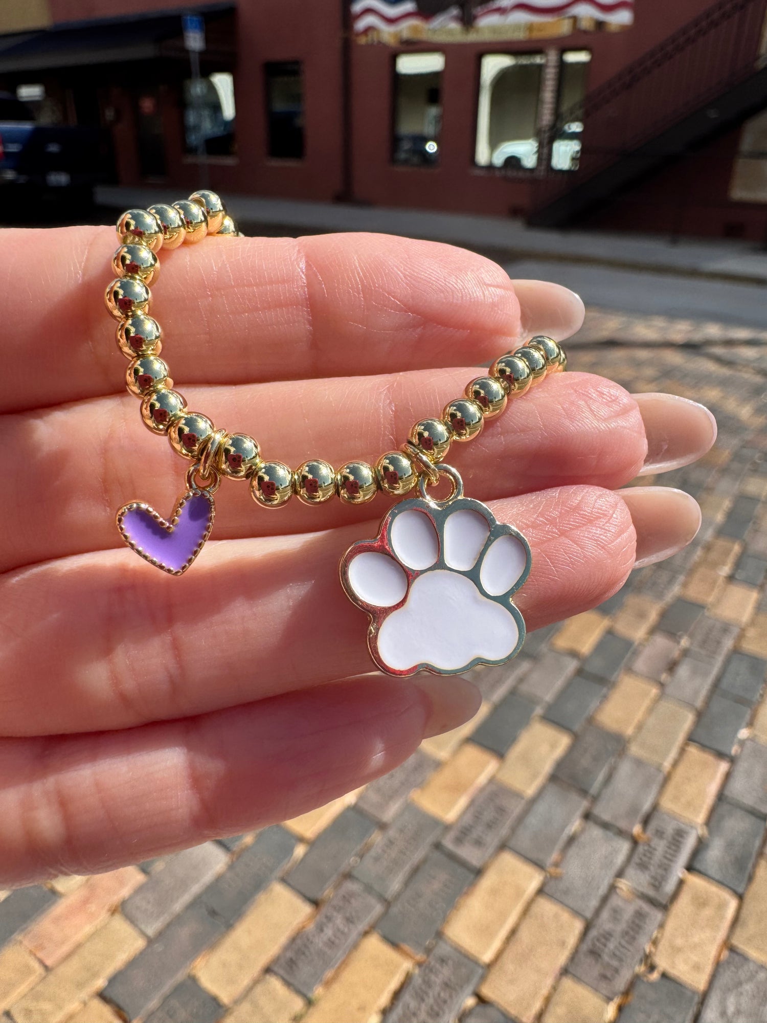 Purple Heart Dog Paw Bracelet