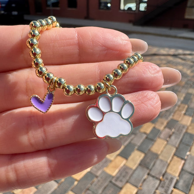 Purple Heart Dog Paw Bracelet