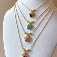 4 Different Multicolor Adjustable Dog Paw Necklaces