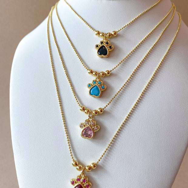 4 Different Multicolor Adjustable Dog Paw Necklaces