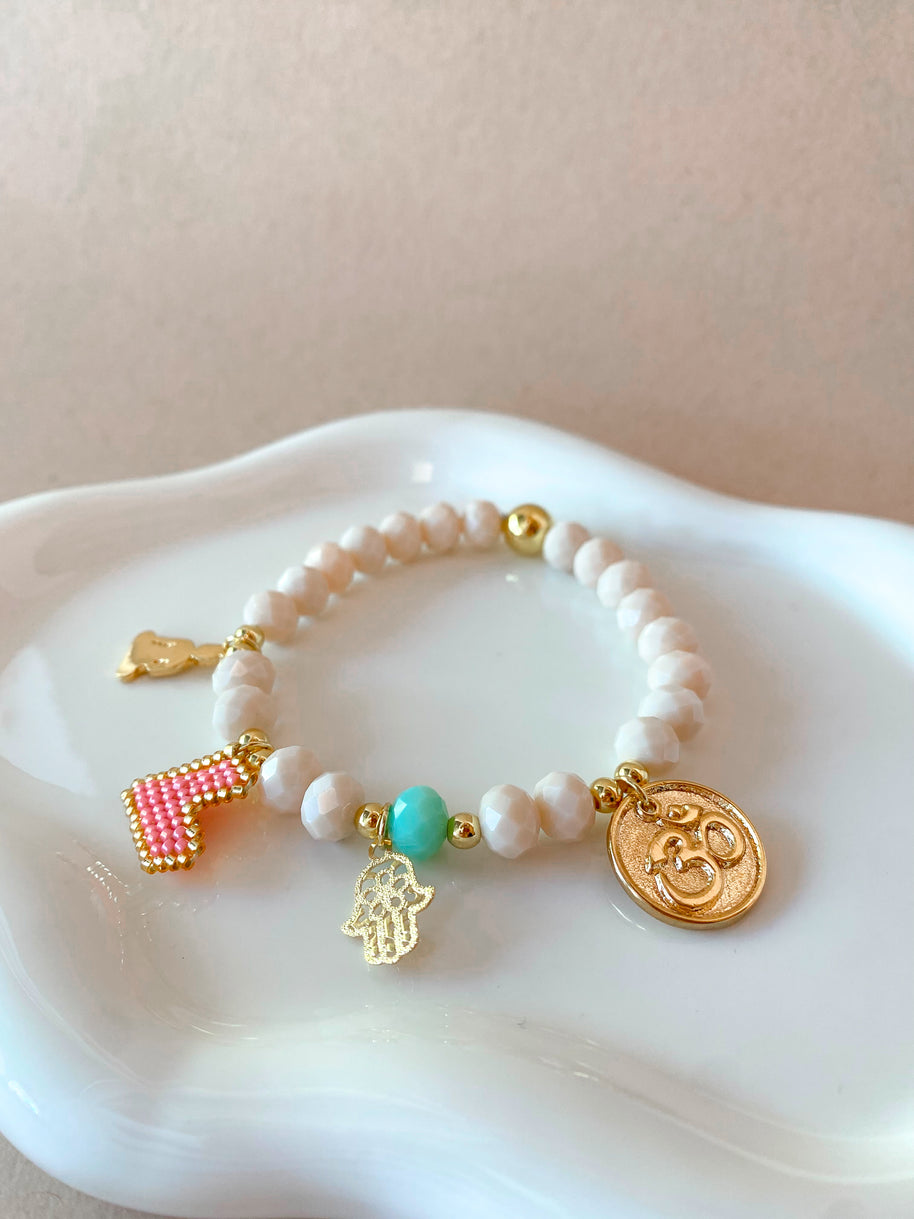 Hamsa, Pink Heart and Relax Spiritual Charms Bracelet