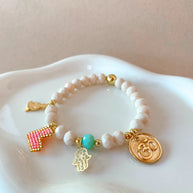 Hamsa, Pink Heart and Relax Spiritual Charms Bracelet