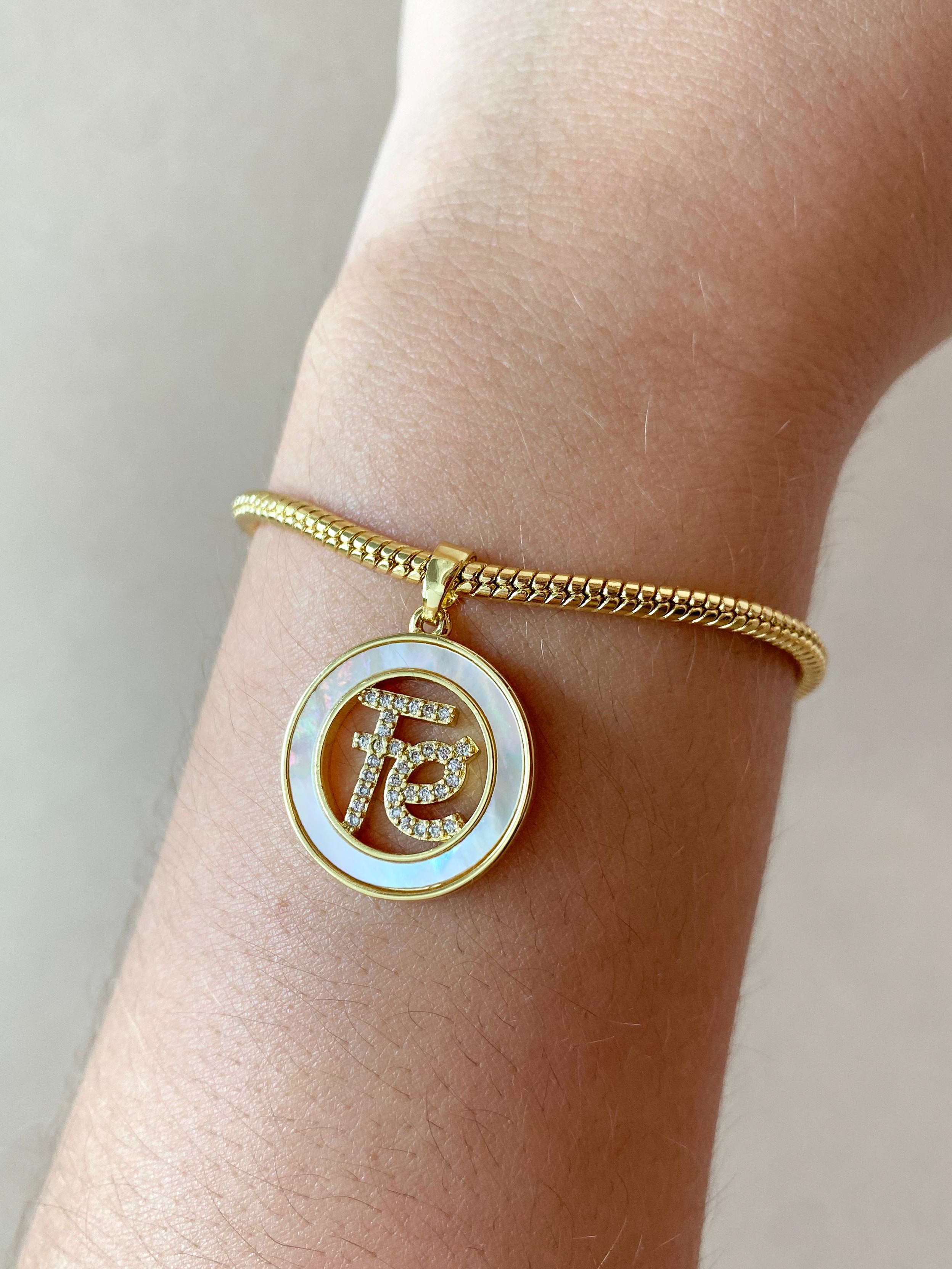 Faith Crystals and Mother of Pearl Charm Bracelet