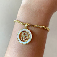 Faith Crystals and Mother of Pearl Charm Bracelet