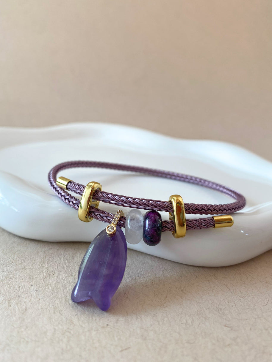 Fish and 2 Turkish Stone Amethyst Bracelet