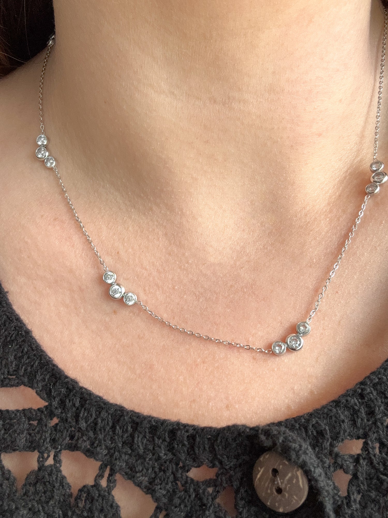 Crystal Pattern Silver & Gold Necklace