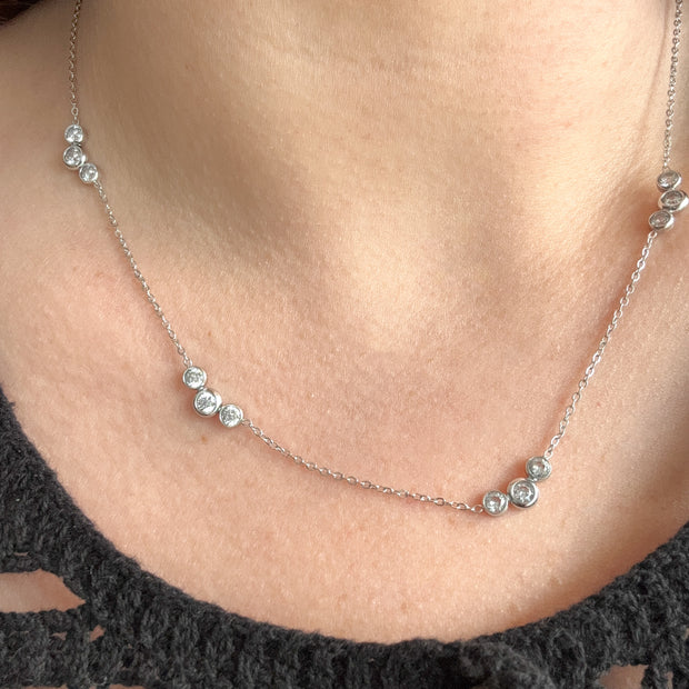 Crystal Pattern Silver & Gold Necklace