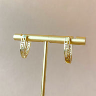Golden Greek Key Pattern Oval Hoops
