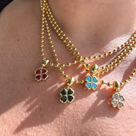 4 Different Colors of Crystal Clover Necklaces