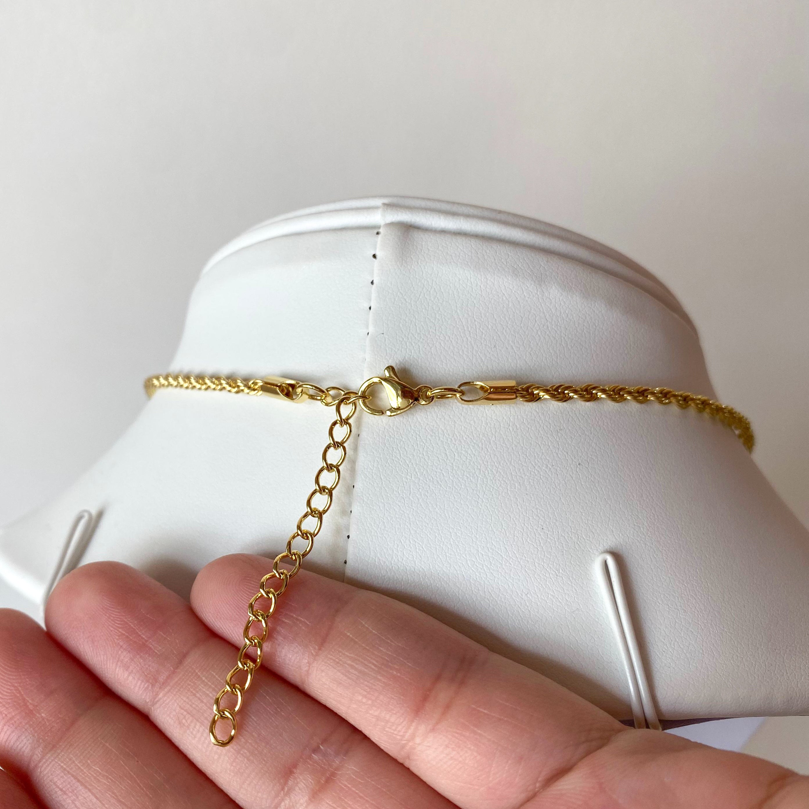 White and Gold St Benedict Rope Style Necklace