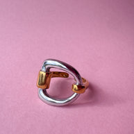 Silver & Gold Square Shape Ring