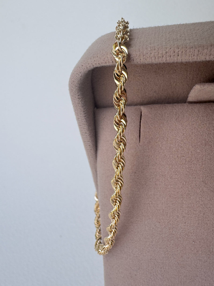 Rope Style 14k Solid Gold Bracelet