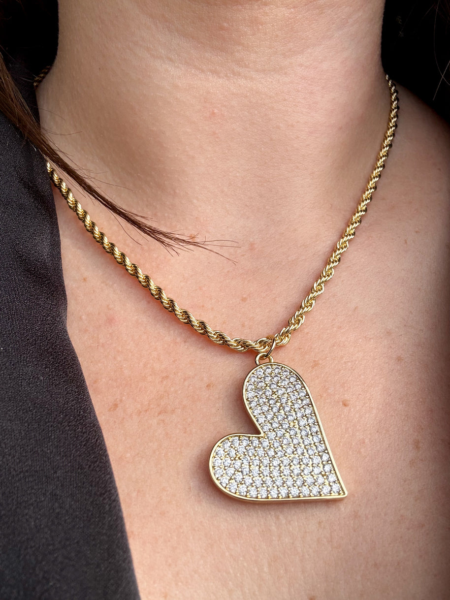 Big Zirconia Heart Necklace