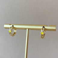 Little Stars in Blue or Yellow Golden Hoops