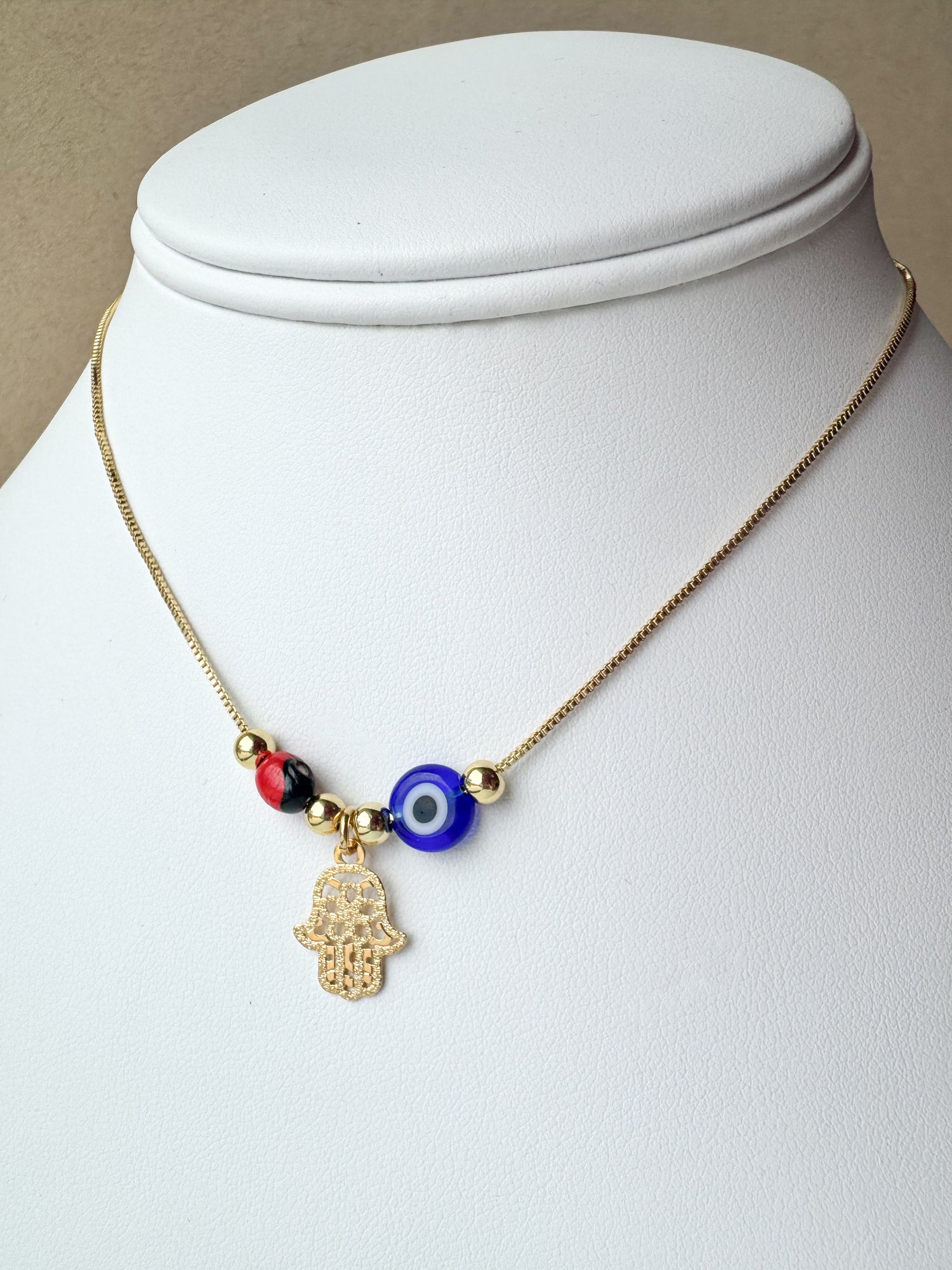 Hamsa 🪬 & Blue Eye Charms Necklace