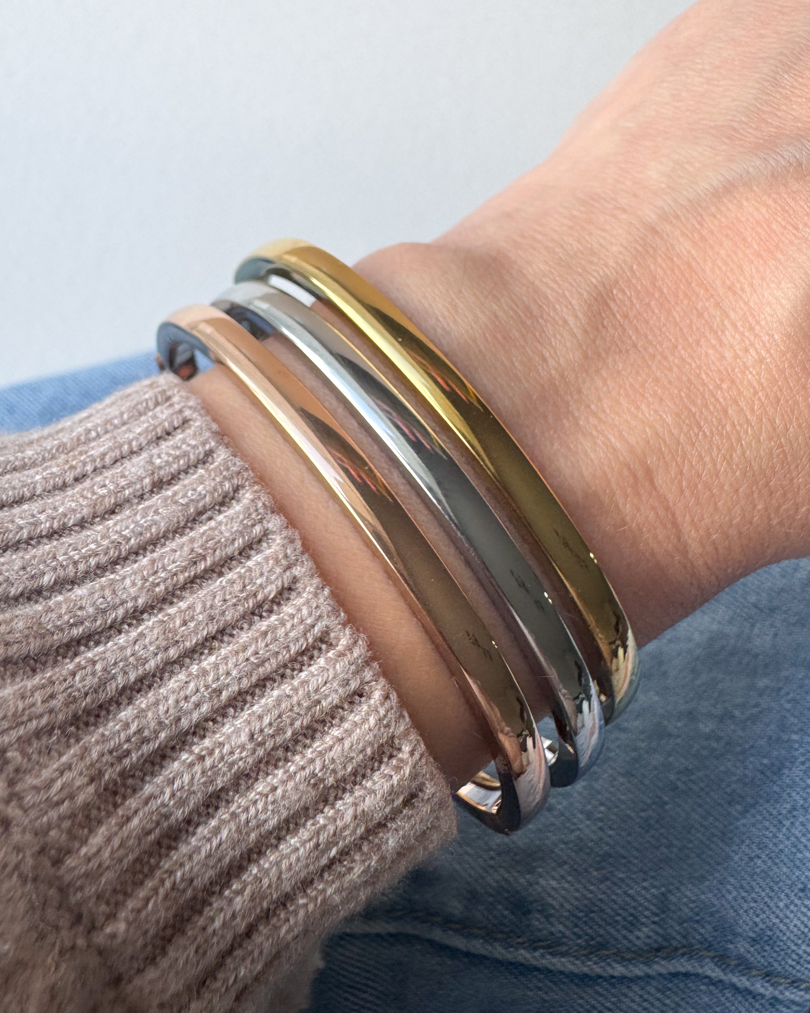 Golden, Silver & Rose Gold Plain Bangle Bracelet