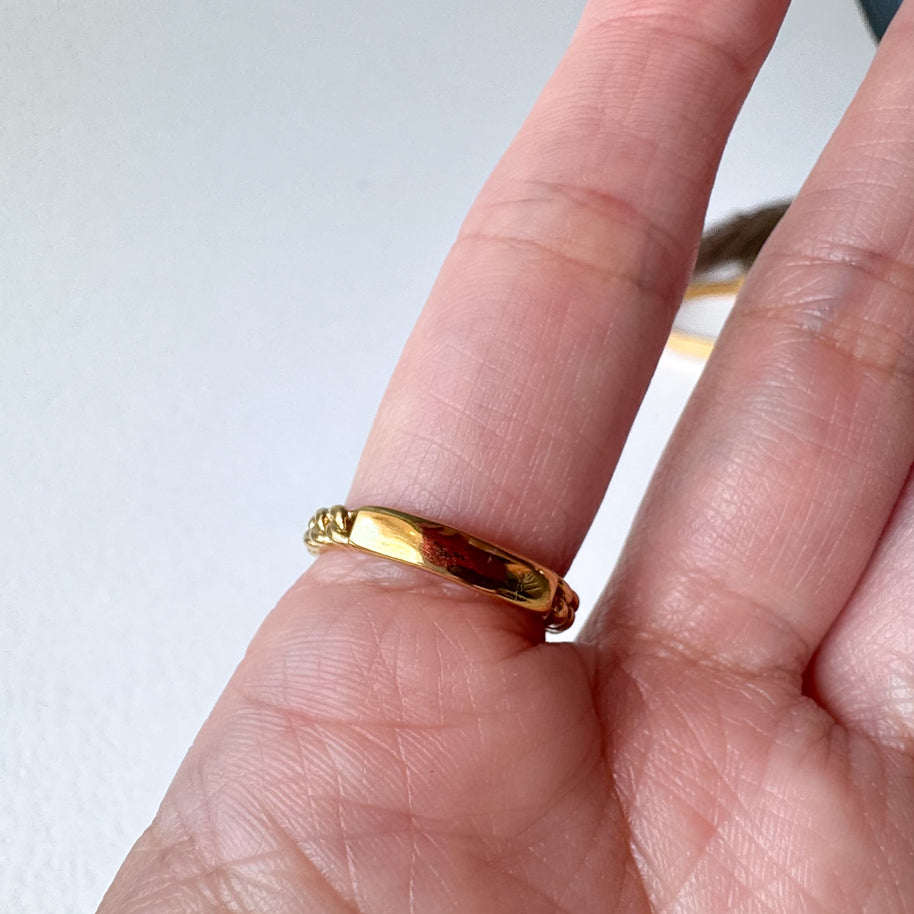 Golden Textured Single Zircon Steel Ring