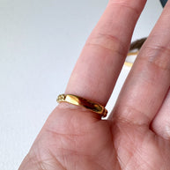 Golden Textured Single Zircon Steel Ring