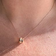 Baggete Crystal Chain 14k Solid Gold Necklace