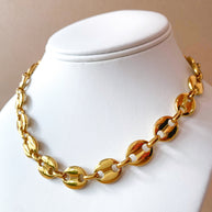 Golden Steel Coffee Grain Big Bracelet & Necklace