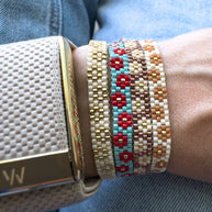 Colorful Flowers in Miyuki Adjustable Bracelets