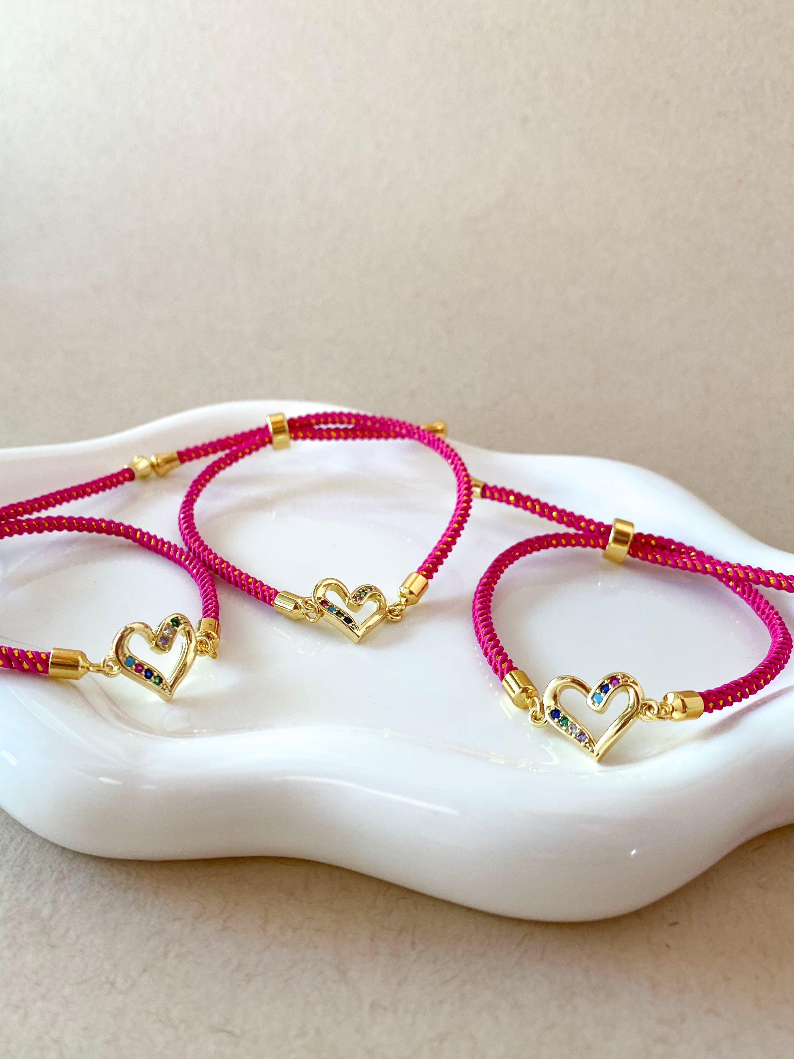 Colorful Crystals Pink Adjustable Bracelet
